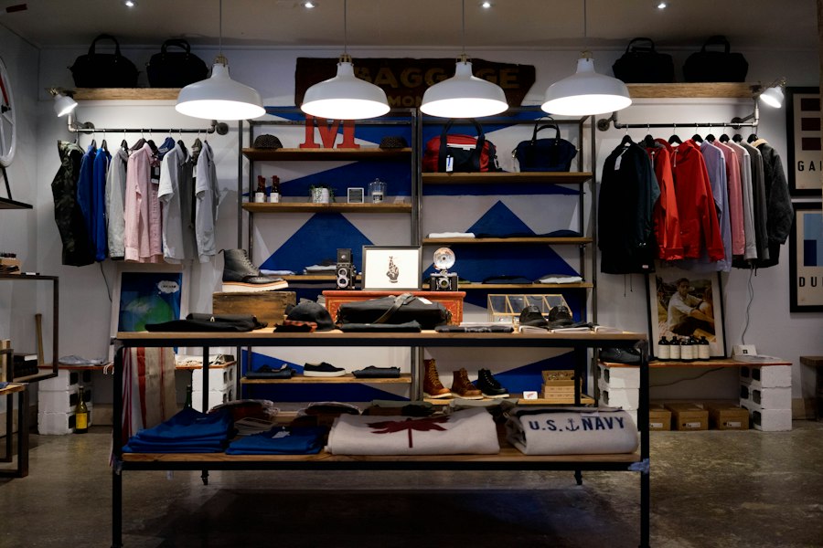 Clothing shop with organised merchandise